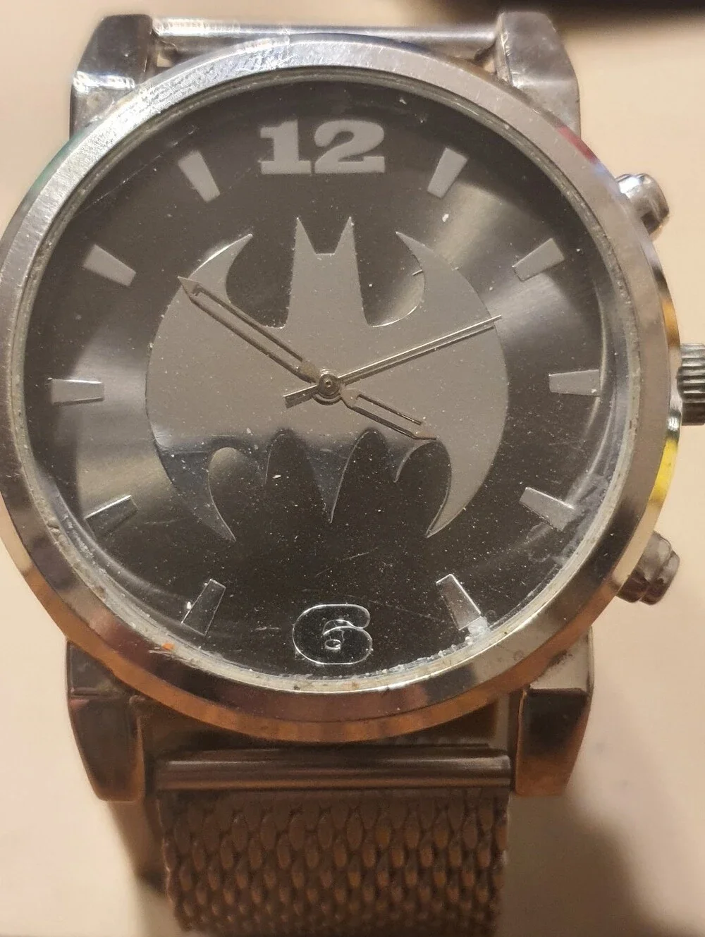 DC Comics Batman Silver Stainless Steel Mesh Men's Watch